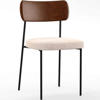Cadeira Decorativa Para Sala De Jantar Melina L02 Couríssimo Marrom Suede Bege - Lyam Decor