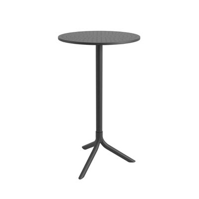 Mesa Bistrô Alta Redonda Livy Aurah 60x105cm Preto Polipropileno Plaxmetal