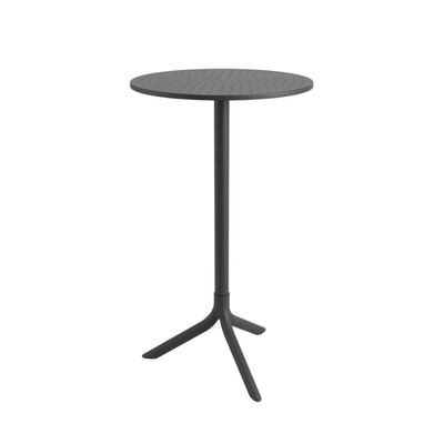 Mesa Bistrô Alta Redonda Livy Aurah 60x105cm Preto Polipropileno Plaxmetal
