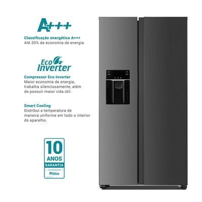 Geladeira 513L Philco Side By Side Inverter PRF613ID 220V