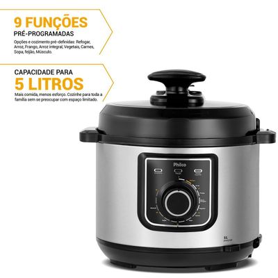 Panela de Pressão Elétrica Philco 5L 9 Funções PPPE05B 220V