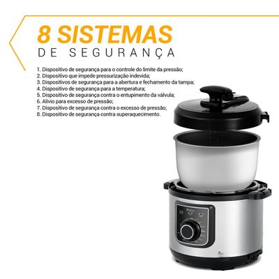 Panela de Pressão Elétrica Philco 5L 9 Funções PPPE05B 220V