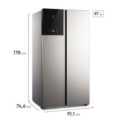 Geladeira Electrolux Frost Free Bivolt 624L Efficient com AutoSense Side by Side Inox Look (ES60S) Bivolt