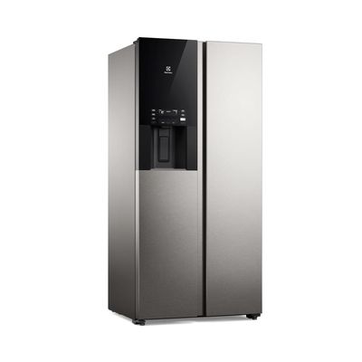 Geladeira Electrolux Frost Free Inverter 481L AutoSense e Água e Gelo na Porta Side by Side Inox Look (ES4WS) 127V