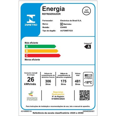 Geladeira Electrolux Frost Free Inverter 481L AutoSense e Água e Gelo na Porta Side by Side Inox Look (ES4WS) 220V