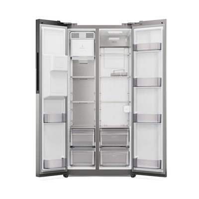 Geladeira Electrolux Frost Free Inverter 481L AutoSense e Água e Gelo na Porta Side by Side Inox Look (ES4WS) 220V
