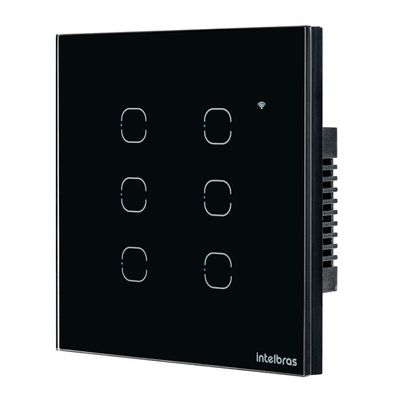 Interruptor Smart Wi-Fi Touch EWS 1006 6 Teclas com Controle por Aplicativo Preto Intelbras