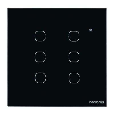 Interruptor Smart Wi-Fi Touch EWS 1006 6 Teclas com Controle por Aplicativo Preto Intelbras