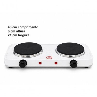 Fogão Fogareiro Elétrico JP-54 2 Bocas 2000W Branco 110V Jac Pack