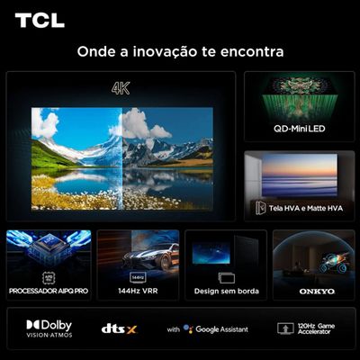 Smart TV C6K 65 Polegadas 4K 144 Hz QLED Mini LED TCL Preto / Bivolt