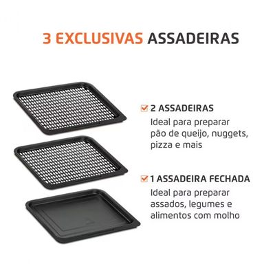 Fritadeira Elétrica Sem Óleo Air Fryer Oven 2 em 1 Mondial AFON-12L-BI 12L Digital Preto com Inox / 110V