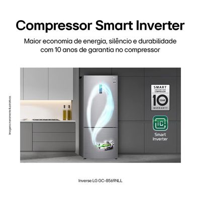 Geladeira Frost Free Inverse 451L Conectividade Inteligente Inox Look LG Inox / 110V