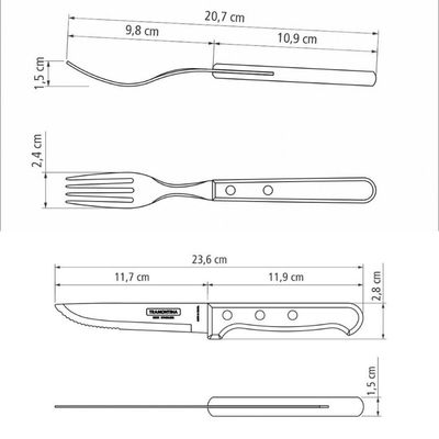 Jogo de Talheres para Churrasco Jumbo Tramontina Castanho Polywood 12 Peças