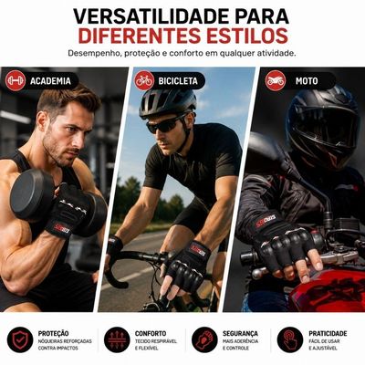 Luva Esportiva Meio Dedo com Palma Antiderrapante Preto Smart Lions