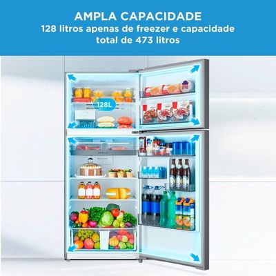Geladeira Frost Free Duplex 473L Inverter Inox Midea MD-RT611EVK463 Bivolt