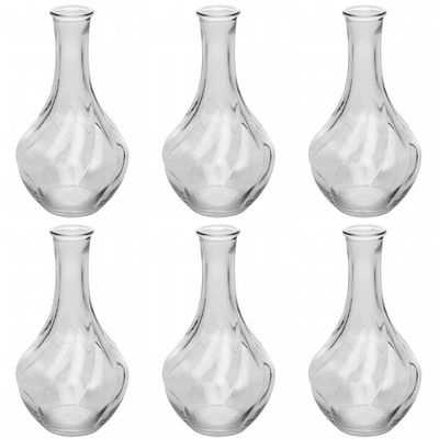 Jogo 6 Vasos Vidro 17cm Pumpkin Lyor Jarro Transparente Flores Decoração Mesa Centro Jantar