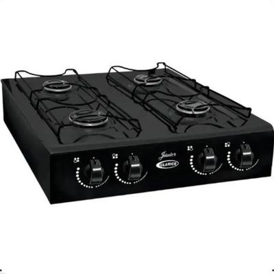 Fogão a Gás 4 Bocas com Acendimento Manual e Mesa Esmaltada Preto Fosco