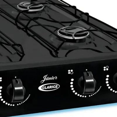 Fogão a Gás 4 Bocas com Acendimento Manual e Mesa Esmaltada Preto Fosco
