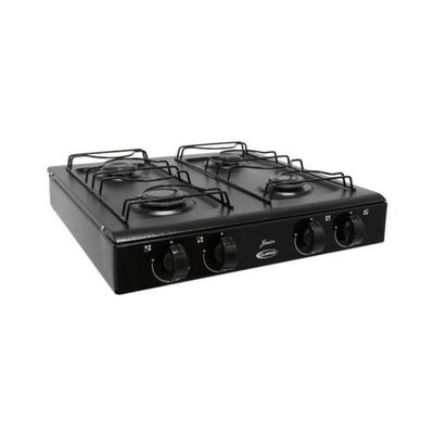 Fogão a Gás 4 Bocas com Acendimento Manual e Mesa Esmaltada Preto Fosco