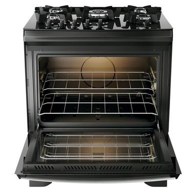 Fogão de Piso 5 Bocas Dako Supreme Glass Preto Atlas Vidro Temperado Automático Bivolt
