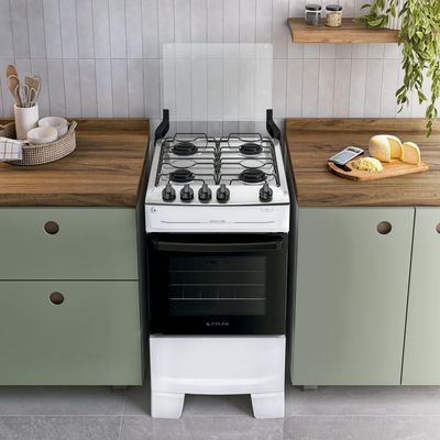 Fogão 4 Bocas Atlas Mônaco Top Automático Mesa Inox Branco Bivolt