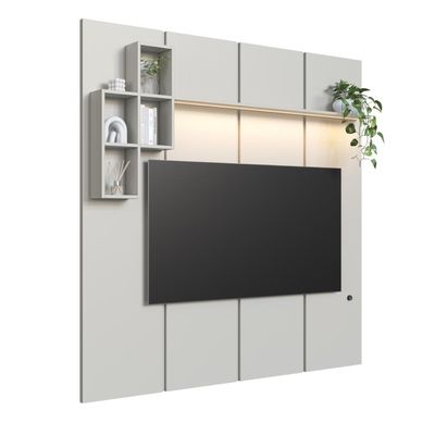 Painel para TV até 55 Polegadas 180cm com Nichos Decorativos e Iluminação em LED Nexus Arenas