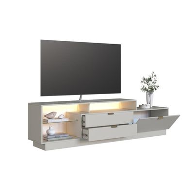 Rack para TV até 55 Polegadas 200cm com Nichos 2 Gavetas Prateleira de Virdro e Iluminação em LED Urban Arenas