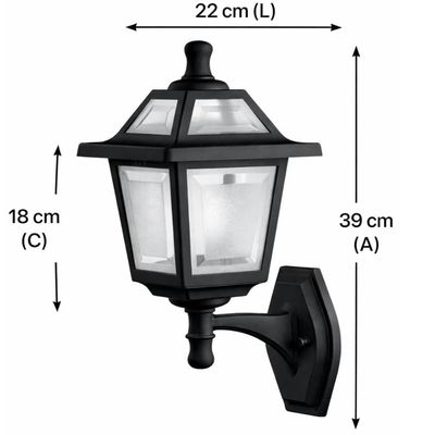 Kit 2 Luminárias Clássica Parede 39cm Jardim Varanda Entrada Suporte Inferior Termoplástico Dital