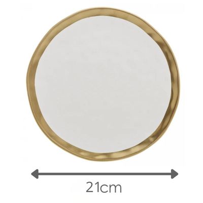 Conjunto 24 Pratos Sobremesa 21cm Porcelana Dubai Wolff Branco E Dourado Restaurante Buffet Eventos