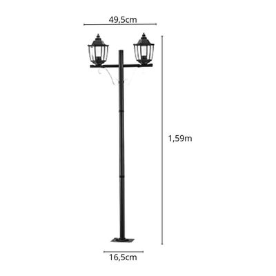 Kit 2 Postes de Iluminação Jardim E27 Preto Heritage Dital 2 Luzes Praça Calçada Área Externa