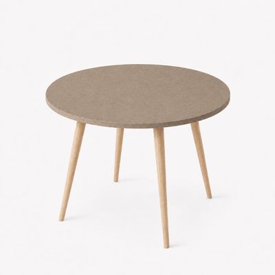 Mesa Jantar Sofia Redonda 80cm Linum 18mm Pés de Madeira Natural Marin