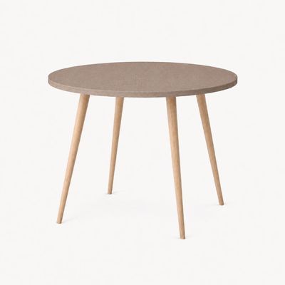 Mesa Jantar Sofia Redonda 80cm Linum 18mm Pés de Madeira Natural Marin