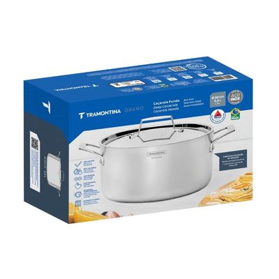 Caçarola Funda Tramontina Grano em Aço Inox 20cm 3,8L Indução