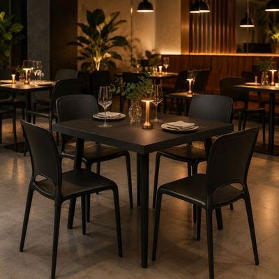 Mesa Quadrada Safira 70cm Black Total MDF e Madeira