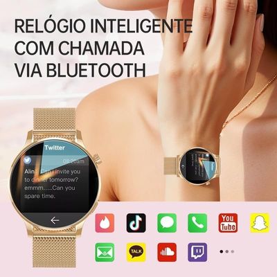 Smartwatch Relógio Touch 1.7" Resistente à Água IP67 Recebimento de Notificações