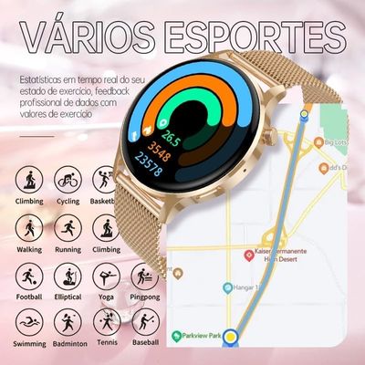 Smartwatch Relógio Touch 1.7" Resistente à Água IP67 Recebimento de Notificações