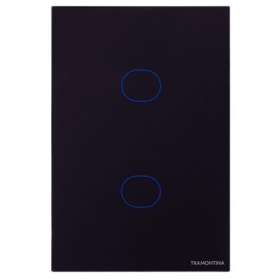 Interruptor Touch Wi-fi Smart Casa Inteligente com 2 Canais Preto Tramontina