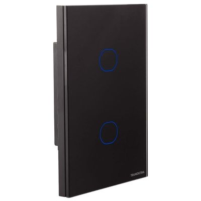 Interruptor Touch Wi-fi Smart Casa Inteligente com 2 Canais Preto Tramontina