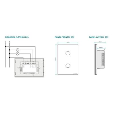 Interruptor Touch Wi-fi Smart Casa Inteligente com 2 Canais Preto Tramontina
