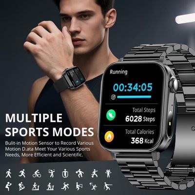 Relógio Smartwatch Com Carregamento Tipo C, Função Led, Botão Rotativo Preto