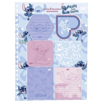Bloco de Anotações DAC Smart Stitch Disney A4 Kit 6 Bloquinhos Azul