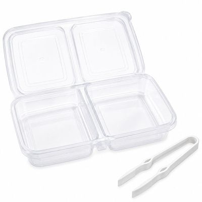 Porta Frios Duplo com Pinça Organizador Polipropileno Higiênico BPA Free para Geladeira Transparente