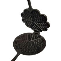 Forma para Waffle Ferro Fundido Cabo Madeira Fogão a Lenha 16cm Libaneza