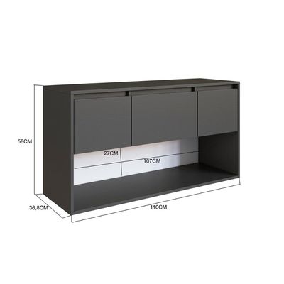 Gabinete de Banheiro Suspenso 110cm com 2 Gavetas Porta e Ni