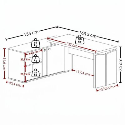 Mesa Escritório em l Smart Moderno MDP 168,5CM Branco Artany