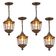 Kit 4 Luminárias Teto Pendente Bivolt 47cm E27 Marrom Dital Heritage Área Interno Externo Varanda