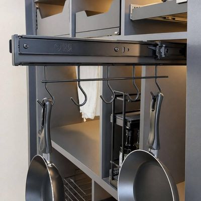 Suporte para Panelas Superior 48x7x13cm Preto Fosco Paneleiro Cozinha Schmitt Organizar Gancho