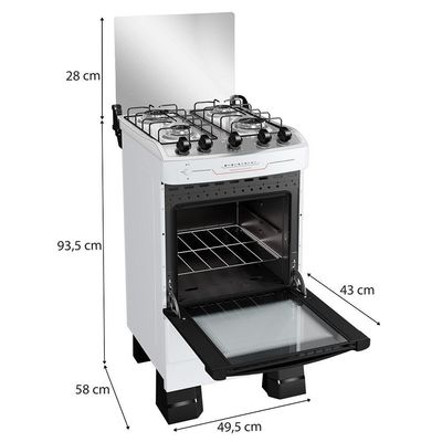 Fogão de Piso 4 Bocas a Gás Mueller MFI4BF Mesa Inox Automático Branco Bivolt