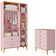 Guarda-Roupa Ternura com 5 Nichos, 2 Portas, 2 Gavetas Bartira  + Cômoda Ternura com 5 Gavetas Bartira Rosa Wood