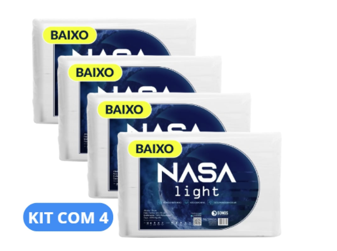 Kit 4 Travesseiros Sonos Nasa Light Baixo 10cm